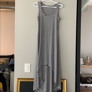 Striped stretch material high low dress